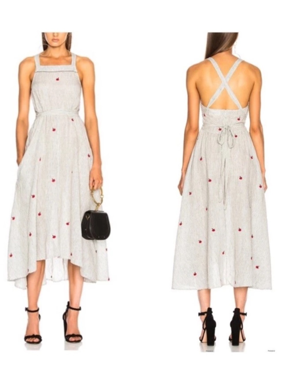 The GREAT. Apron dress with apple embroidery Sz 0 US XS